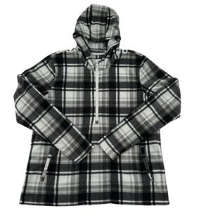 O'Neill Mens M Fleece Pullover Hoodie Plaid Black Gray White  Bike Lightweight
